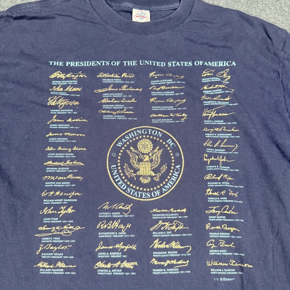 Global Sport Presidents of the United States T-Shirt Navy Blue XL USA Made 173